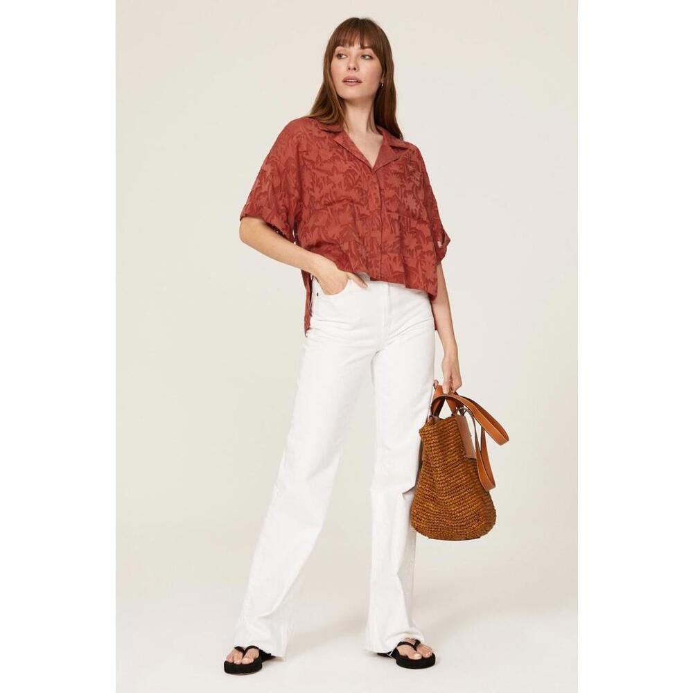 Ted Baker Orange Lyocell Cilest Button Up Top Size 2